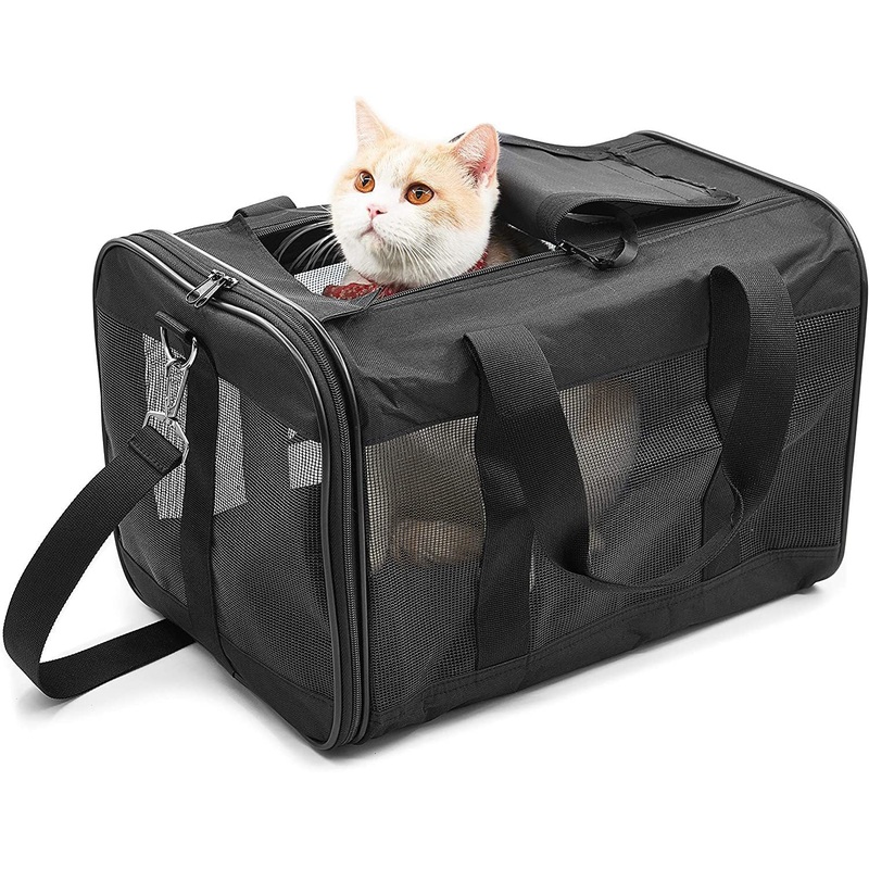 ScratchMe Pet Travel Carrier Soft Sided Portable Bag for Cats, Small Dogs, Kittens or Puppies, Collapsible, Durable, Airline Approved, Travel Friendly, Carry Your Pet with You Safely and Comfortably