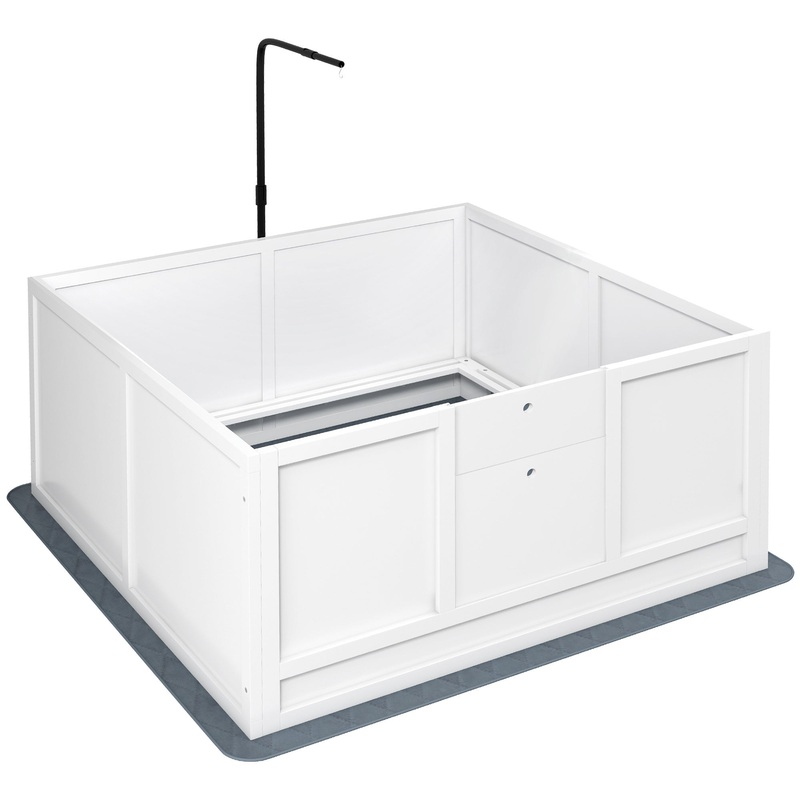 Whelping Box for Dogs with Retractable Light Stand, Birth Dog Whelping Box for Puppies with Pig Rail, Pee PadAdjustable Height Door for Small, Medium & Large Breed Dogs, 41" x 39"