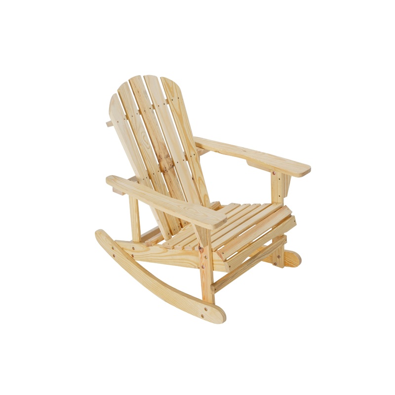 Adirondack Rocking Chair Solid Wood Chairs Finish Outdoor Furniture for Patio, Backyard, Garden - Natual