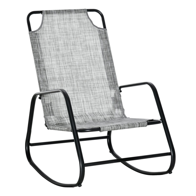 Garden Rocking Chair, Outdoor Indoor Sling Fabric Rocker for Patio, Balcony, Porch, Grey