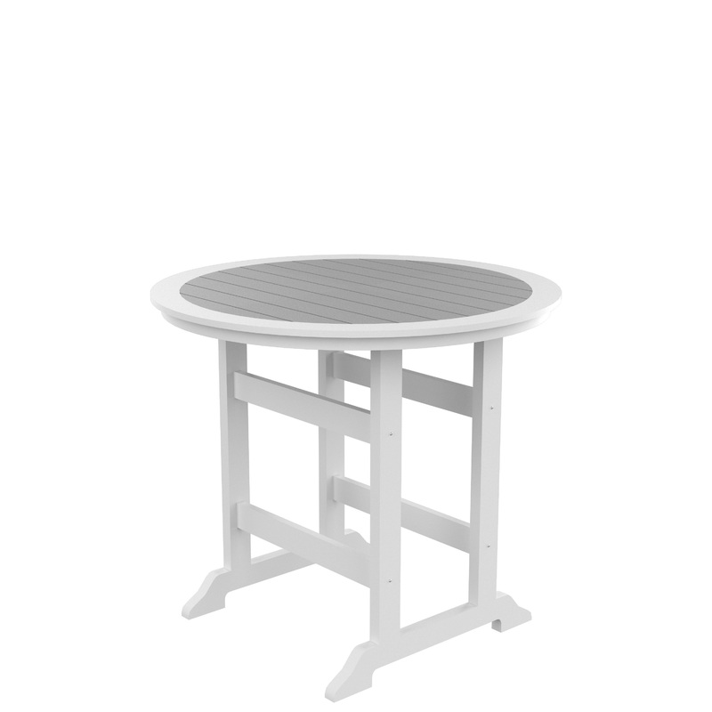 HDPE Bar Table, Dining Table, Patio Bar Set, Counter Height Table For Outdoor White + Gray