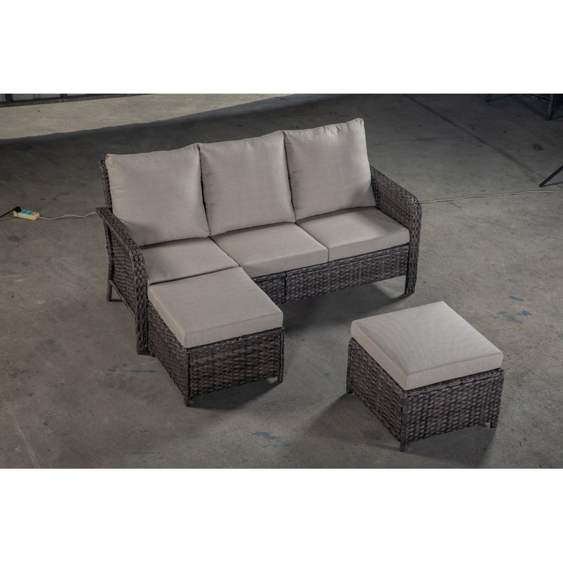 PE WICKER SECTIONAL SOFA 3S with 2 and cushion