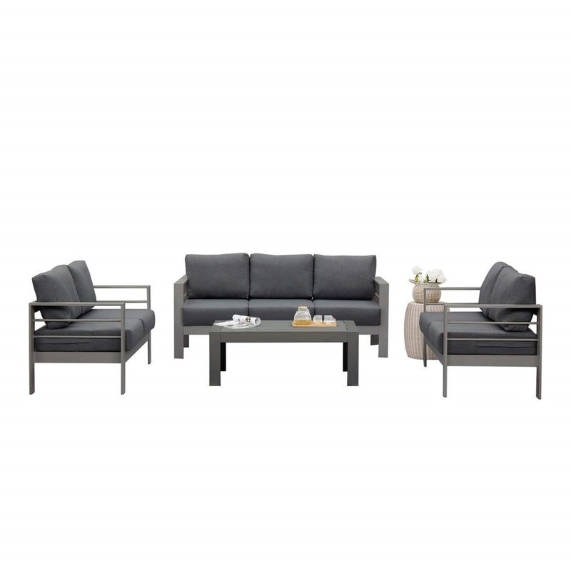 Aluminum Grey Outdoor Patio Sofas 4 Piece Furniture Modern Couch For Small Spaces Pool Garden