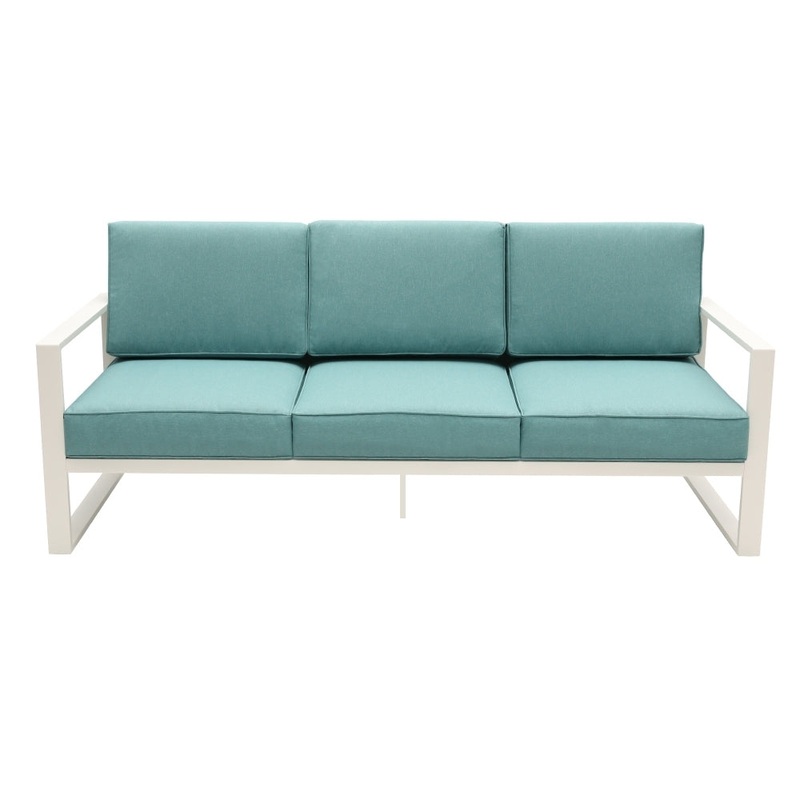 Patio 3 Seater Outdoor Sofa Pool Couch Light Green Sofa Chair With Metal Aluminum Furniture