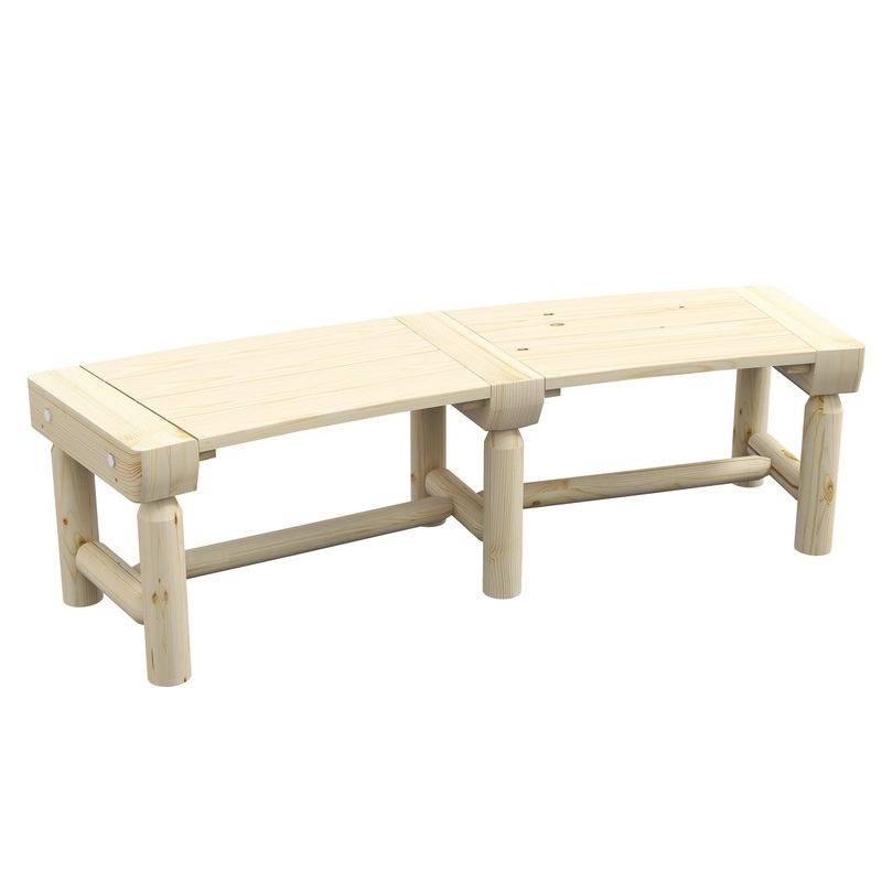 Wooden Garden Bench, Semicircular Round Outdoor Tree Bench, Wrap Around Park Bench for Yard, Patio, Deck, Lawn, Natural