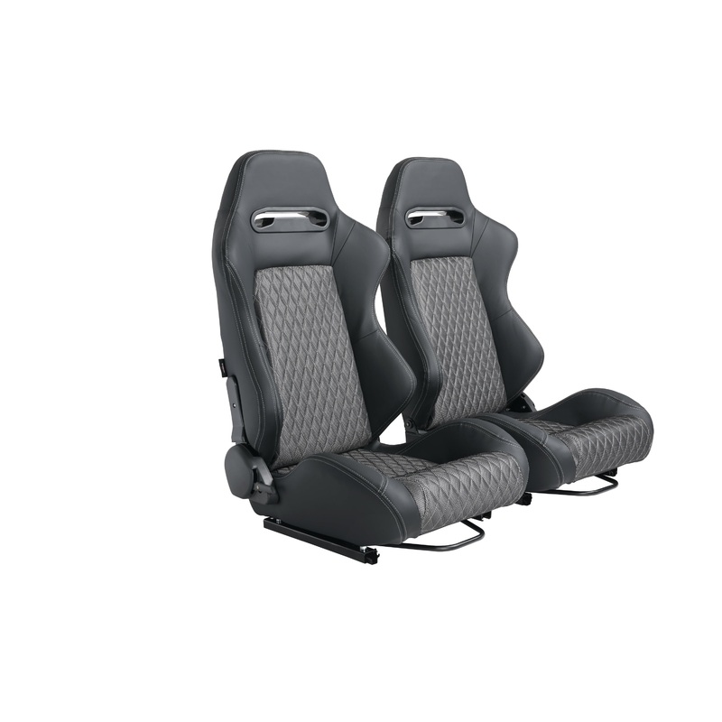 RACING SEAT HIGH QUALITY PVC WITH SUADE MATERIAL DOUBLE SLIDER 2PCS