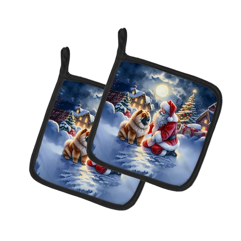 Chow Chow and Santa Claus Pot Holders - Set of 2 Decorative Kitchen Helpers | Made in the USA