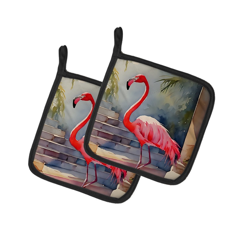 Flamingo Pot Holders - Set of 2 Decorative Kitchen Helpers | Made in the USA
