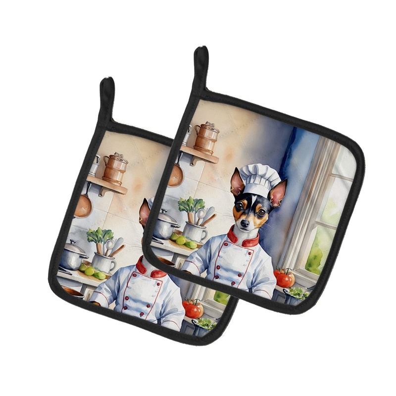 Rat Terrier The Chef Pot Holders - Set of 2 Decorative Kitchen Helpers | Made in the USA