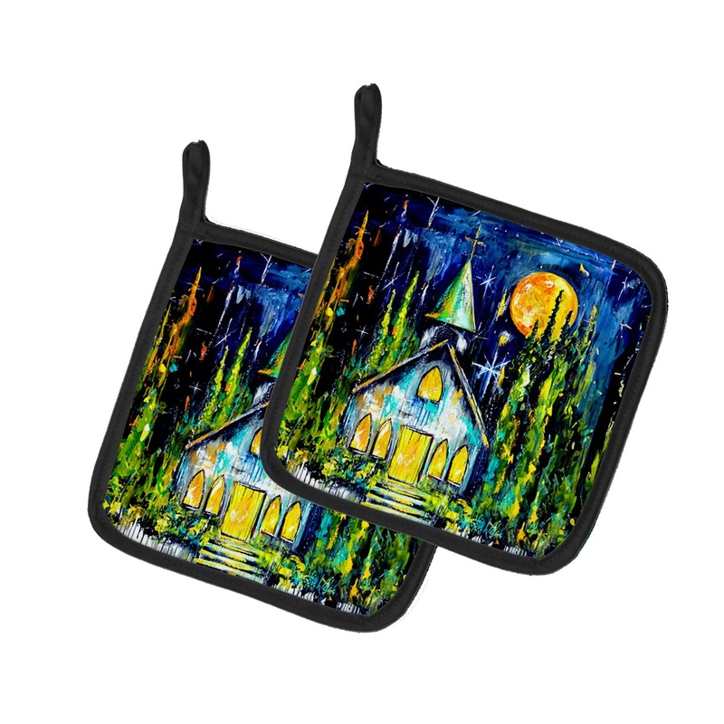 Rock of Ages Church Pot Holders - Set of 2 Decorative Kitchen Helpers | Made in the USA