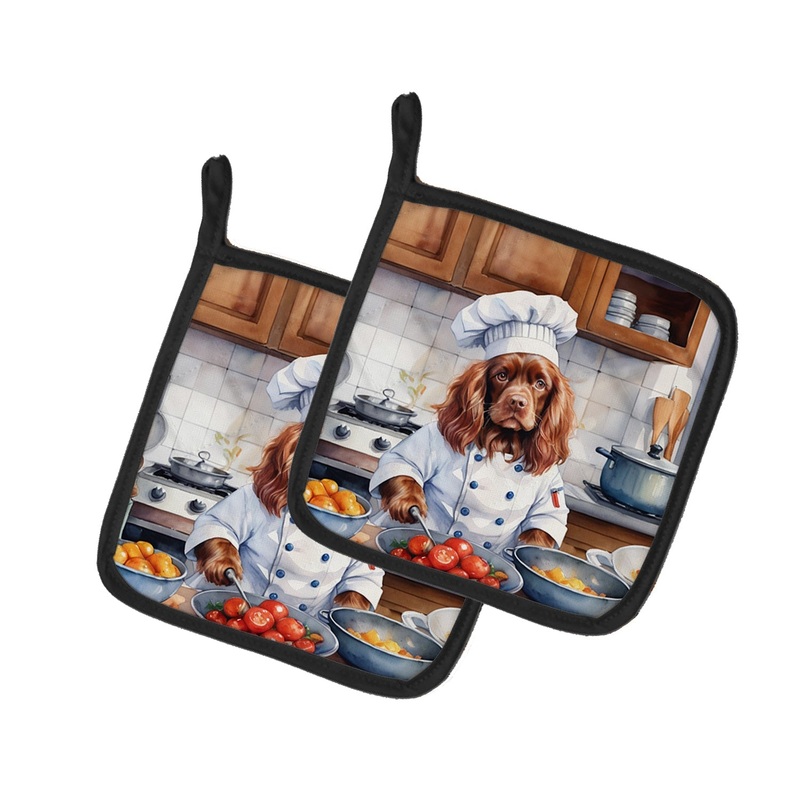 Sussex Spaniel The Chef Pot Holders - Set of 2 Decorative Kitchen Helpers | Made in the USA
