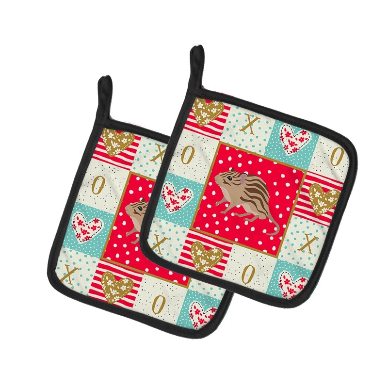 Zebra Mouse Love Pot Holders - Set of 2 - Heat-Resistant Kitchen Essentials CK5455PTHD