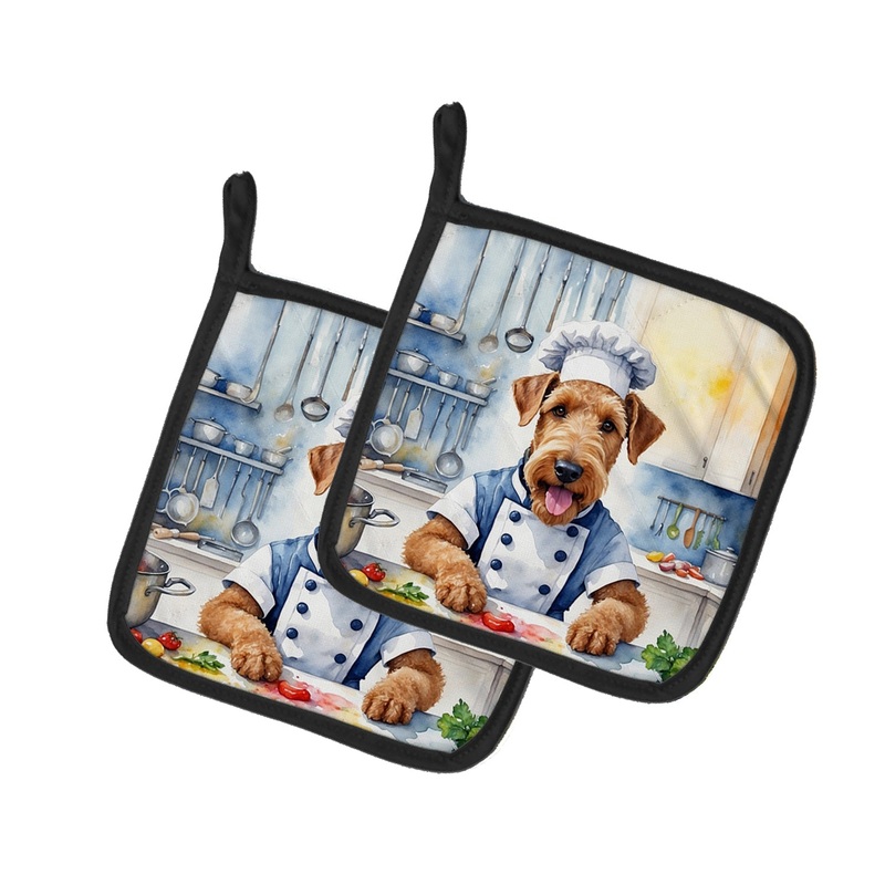 Airedale Terrier The Chef Pot Holders - Set of 2 Decorative Kitchen Helpers | Made in the USA