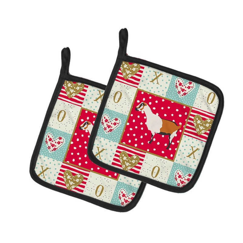 Alpine Goat Love Pot Holders - Set of 2 - Heat-Resistant Kitchen Essentials CK5307PTHD