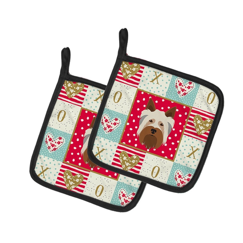 Australian Silky Terrier Love Pot Holders - Set of 2 - Heat-Resistant Kitchen Essentials CK5183PTHD