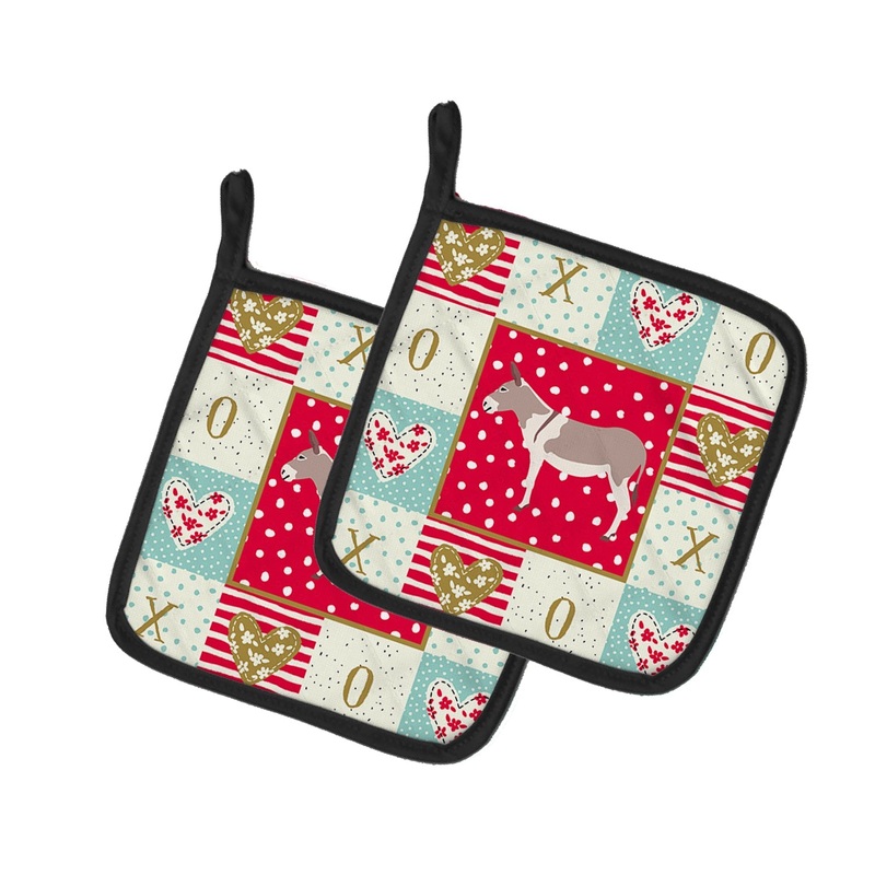 Australian Teamster Donkey Love Pot Holders - Set of 2 - Heat-Resistant Kitchen Essentials CK5273PTHD