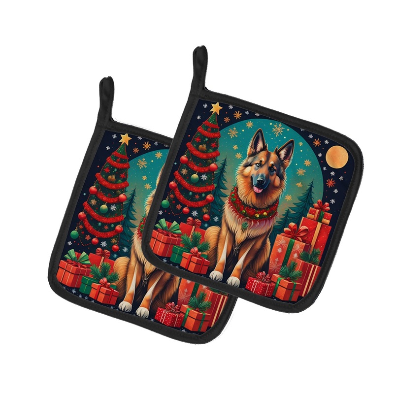 Belgian Tervuren Christmas Pot Holders - Set of 2 Decorative Kitchen Helpers | Made in the USA