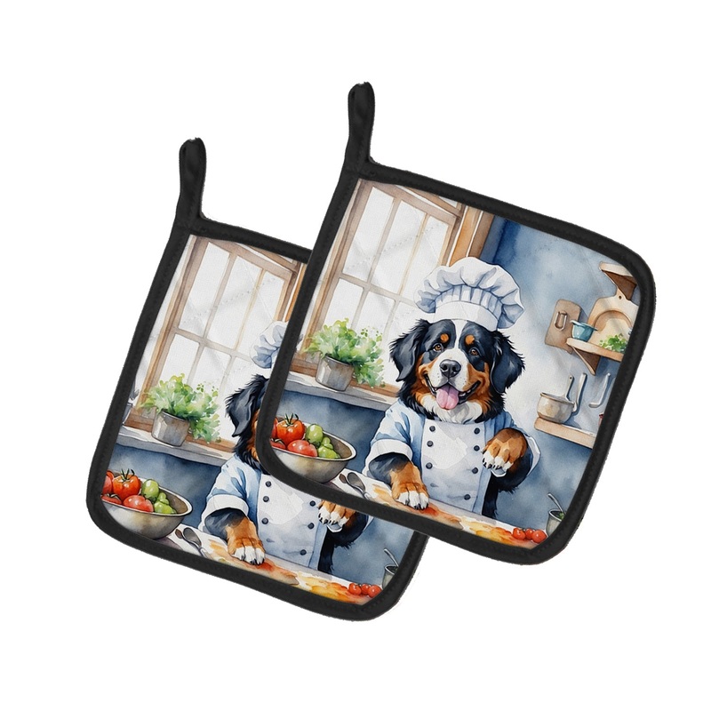 Bernese Mountain Dog The Chef Pot Holders - Set of 2 Decorative Kitchen Helpers | Made in the USA