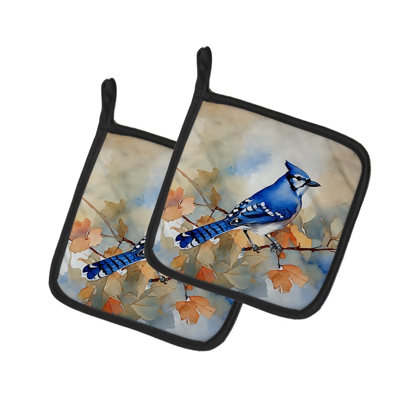 Blue Jay Pot Holders - Set of 2 Decorative Kitchen Helpers | Made in the USA