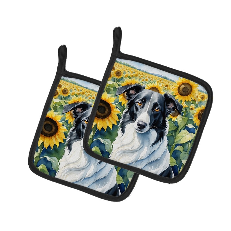 Borzoi in Sunflowers Pot Holders - Set of 2 Decorative Kitchen Helpers | Made in the USA