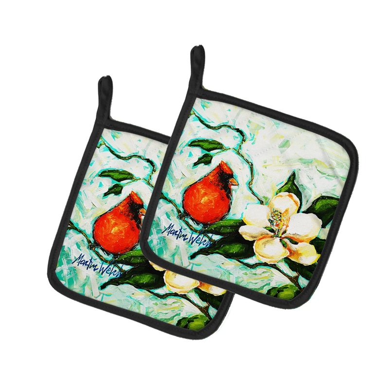Cardinal Aqua Pot Holders - Set of 2 Decorative Kitchen Helpers | Made in the USA