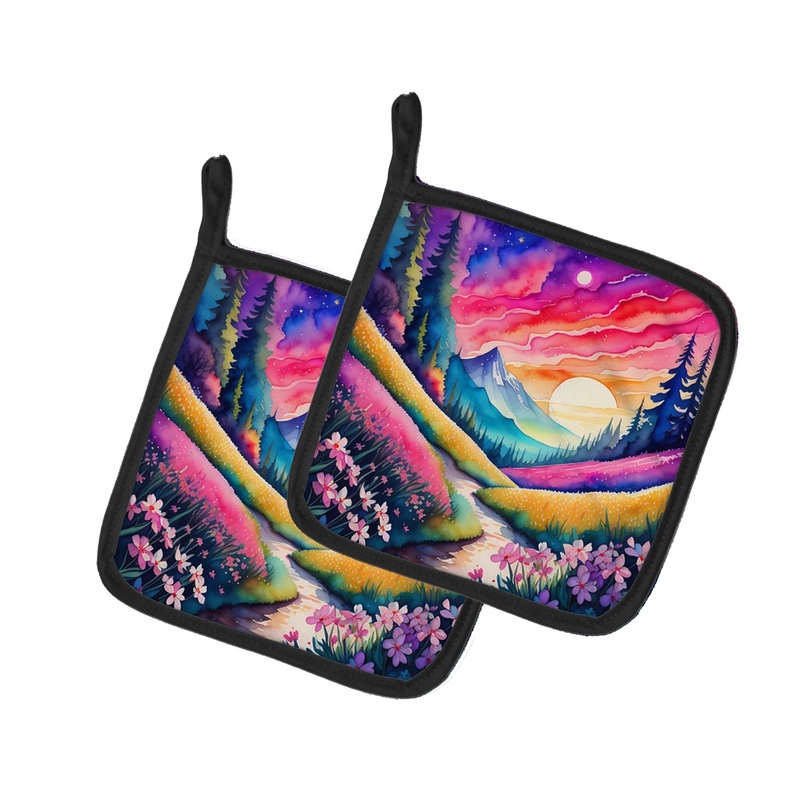 Colorful Phlox Pot Holders - Set of 2 Decorative Kitchen Helpers | Made in the USA