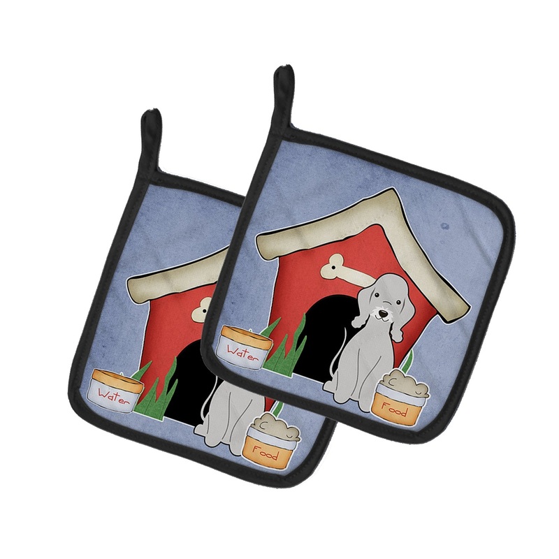 Dog House Collection Bedlington Terrier Blue Pot Holders - Set of 2 - Heat-Resistant Kitchen Essentials