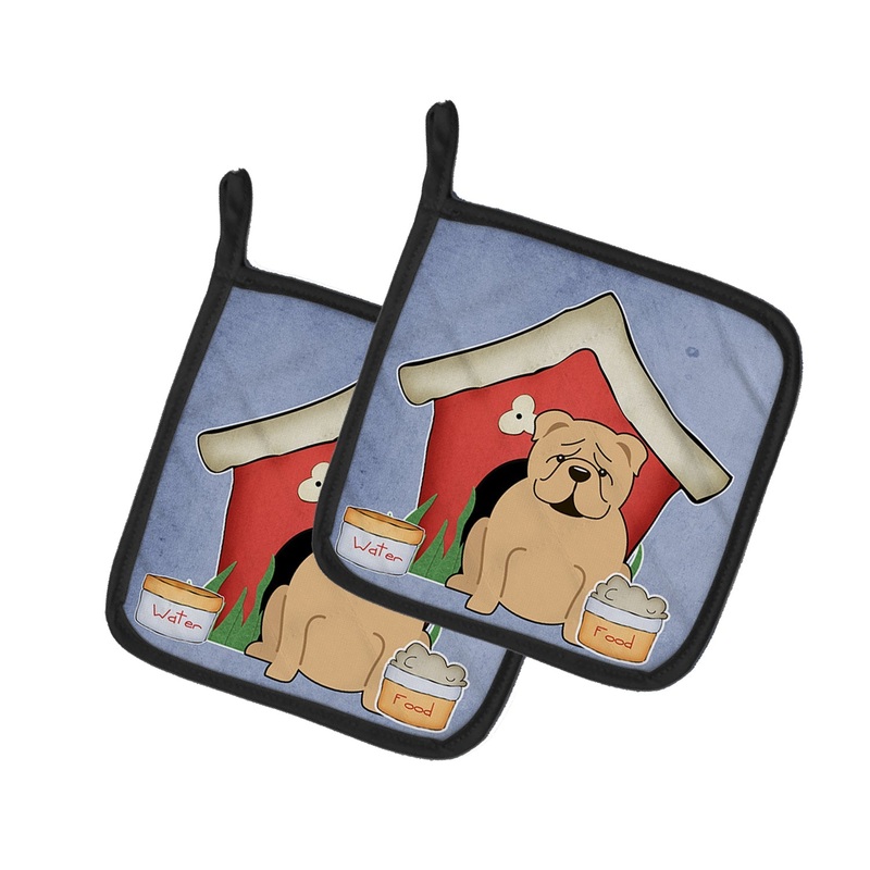 Dog House Collection English Bulldog Fawn Pot Holders - Set of 2 - Heat-Resistant Kitchen Essentials