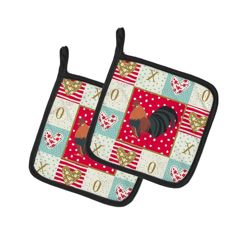 Dutch Bantam Chicken Love Pot Holders - Set of 2 - Heat-Resistant Kitchen Essentials CK5263PTHD