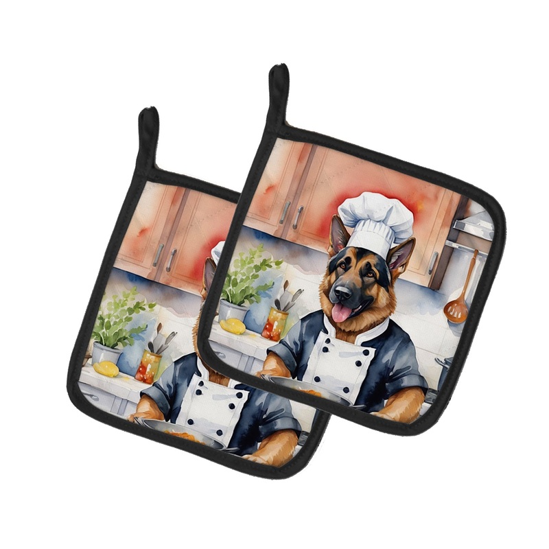 German Shepherd The Chef Pot Holders - Set of 2 Decorative Kitchen Helpers | Made in the USA