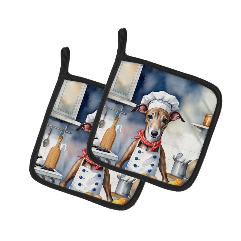 Greyhound The Chef Pot Holders - Set of 2 Decorative Kitchen Helpers | Made in the USA
