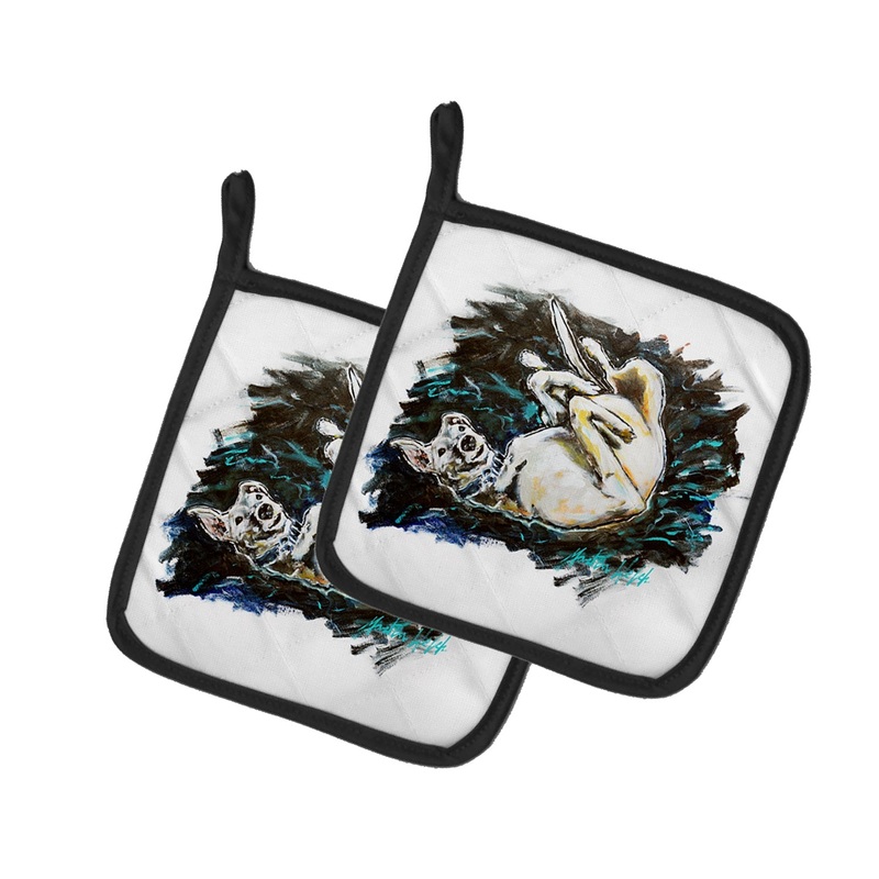 Happy Times Greyhoud Pot Holders - Set of 2 Decorative Kitchen Helpers | Made in the USA
