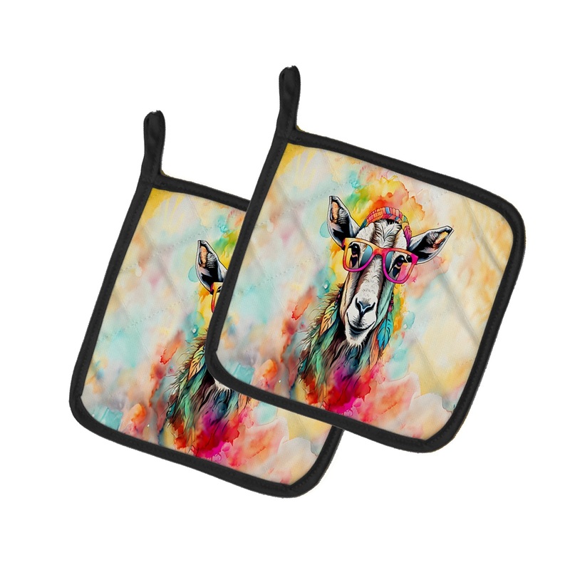 Hippie Animal Goat Pot Holders - Set of 2 Decorative Kitchen Helpers | Made in the USA