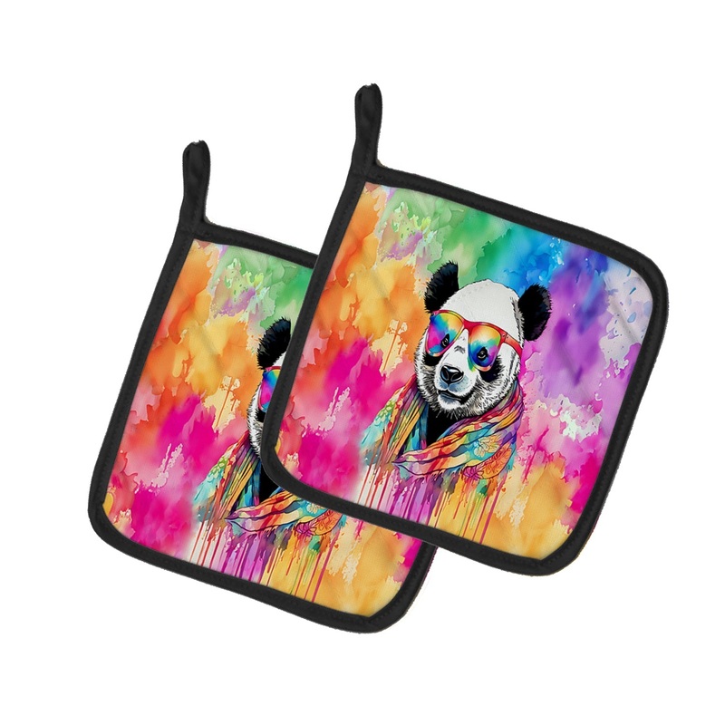 Hippie Animal Panda Pot Holders - Set of 2 Decorative Kitchen Helpers | Made in the USA
