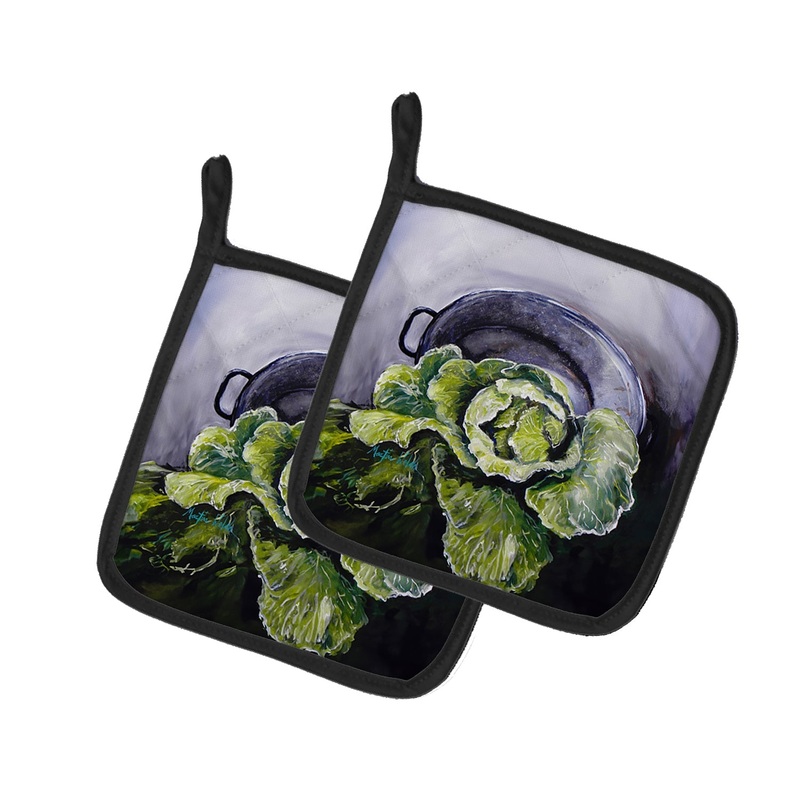 Home Grown In Plaquemines Parish Cabbage Pot Holders - Set of 2 Decorative Kitchen Helpers | Made in the USA
