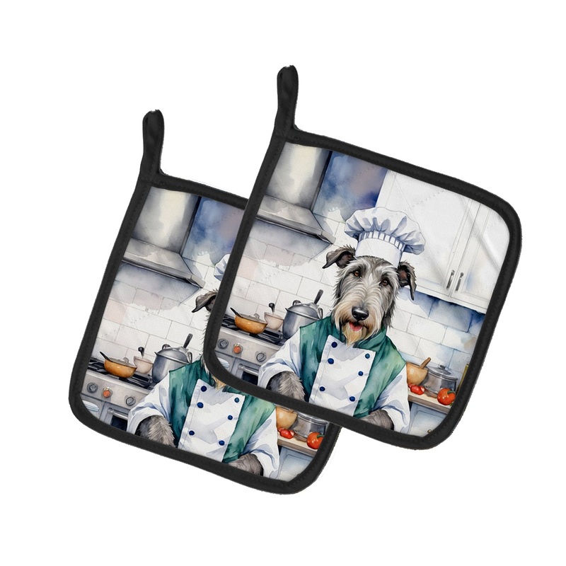 Irish Wolfhound The Chef Pot Holders - Set of 2 Decorative Kitchen Helpers | Made in the USA