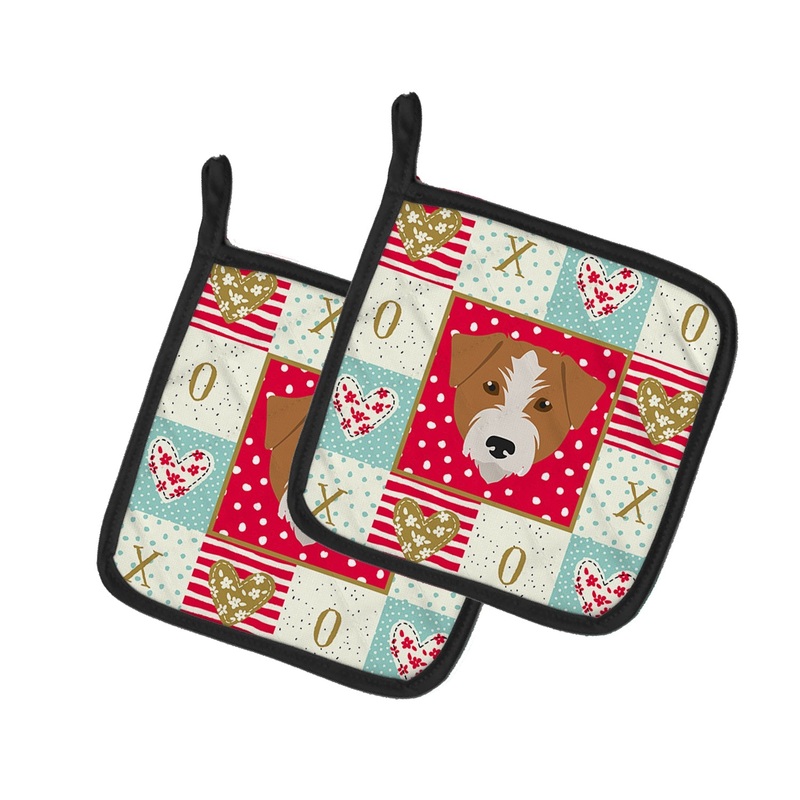 Kromfohrlander Love Pot Holders - Set of 2 - Heat-Resistant Kitchen Essentials CK5213PTHD