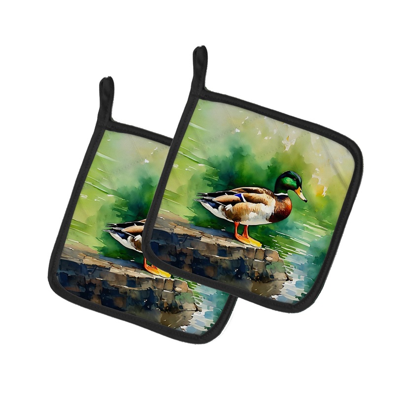 Mallard Pot Holders - Set of 2 Decorative Kitchen Helpers | Made in the USA