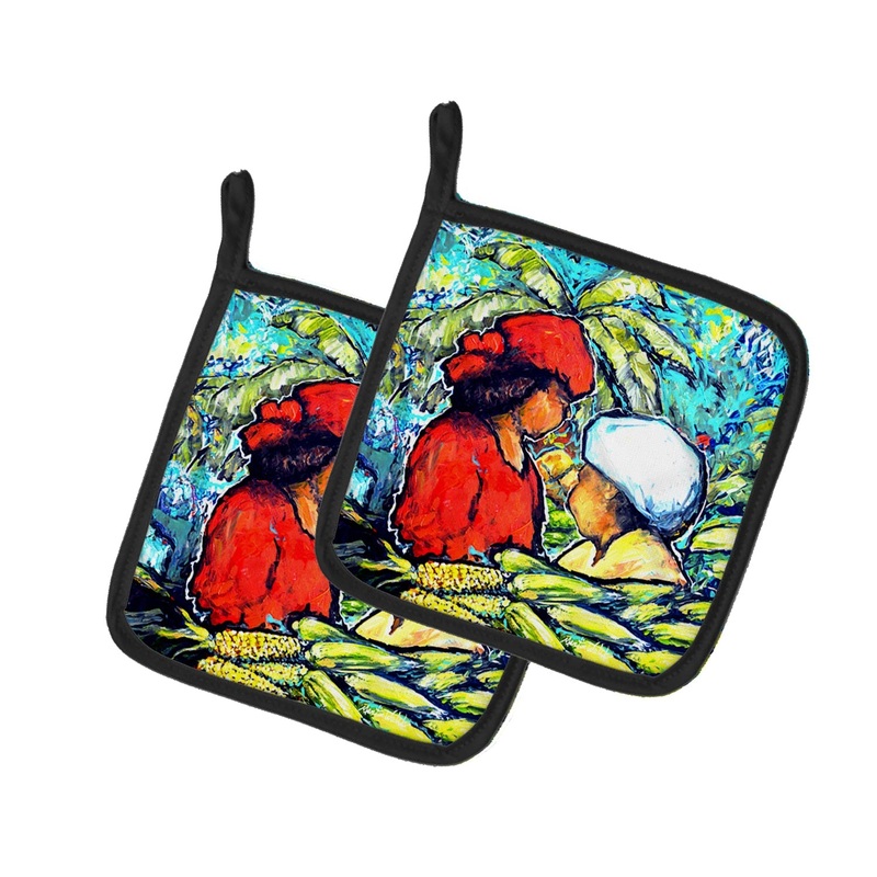Market Day Pot Holders - Set of 2 Decorative Kitchen Helpers | Made in the USA