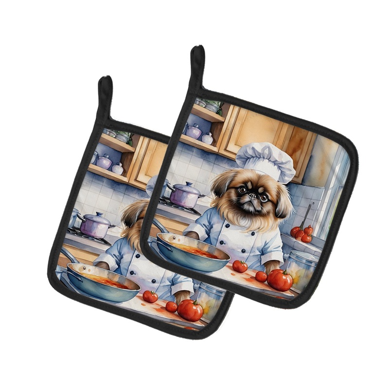 Pekingese The Chef Pot Holders - Set of 2 Decorative Kitchen Helpers | Made in the USA