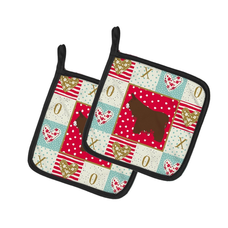 Poitou Poiteuin Donkey Love Pot Holders - Set of 2 - Heat-Resistant Kitchen Essentials CK5279PTHD