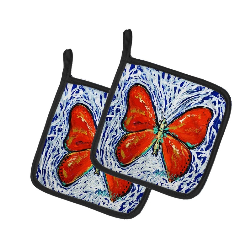 Red Glider Butterfly Pot Holders - Set of 2 Decorative Kitchen Helpers | Made in the USA