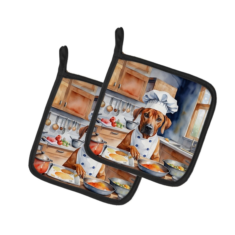 Rhodesian Ridgeback The Chef Pot Holders - Set of 2 Decorative Kitchen Helpers | Made in the USA