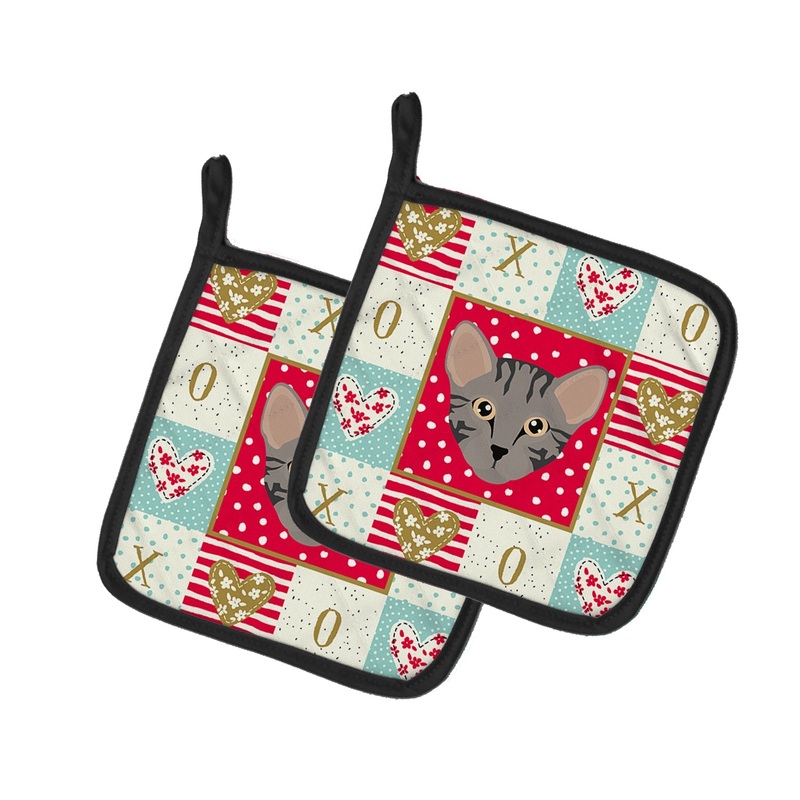 Safari Cat Love Pot Holders - Set of 2 - Heat-Resistant Kitchen Essentials CK5156PTHD