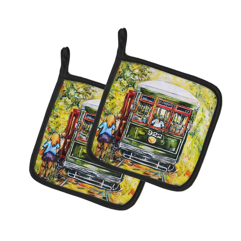 Saint Charles No. 922 Streetcar Pot Holders - Set of 2 Decorative Kitchen Helpers | Made in the USA