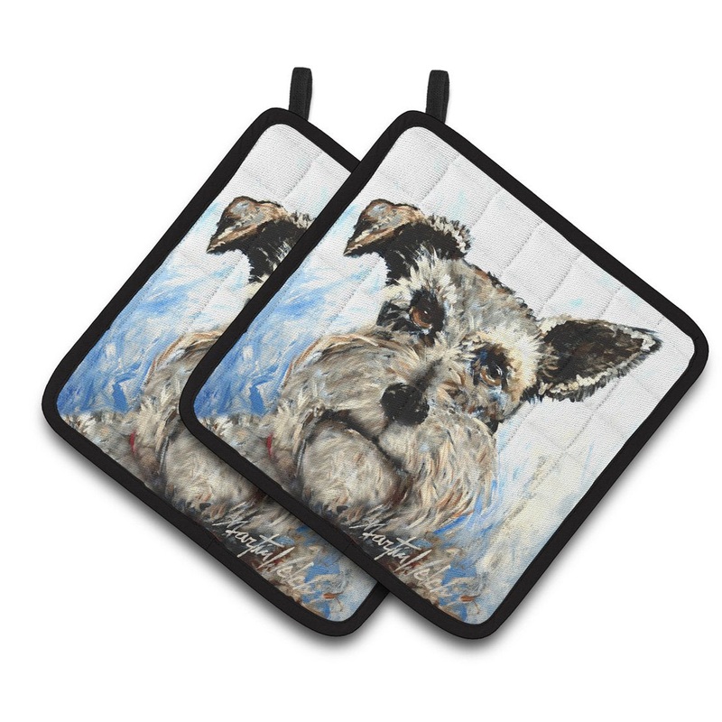 Schnauzer Whiter Beard Pot Holders - Set of 2 Decorative Kitchen Helpers | Made in the USA MW1358PTHD