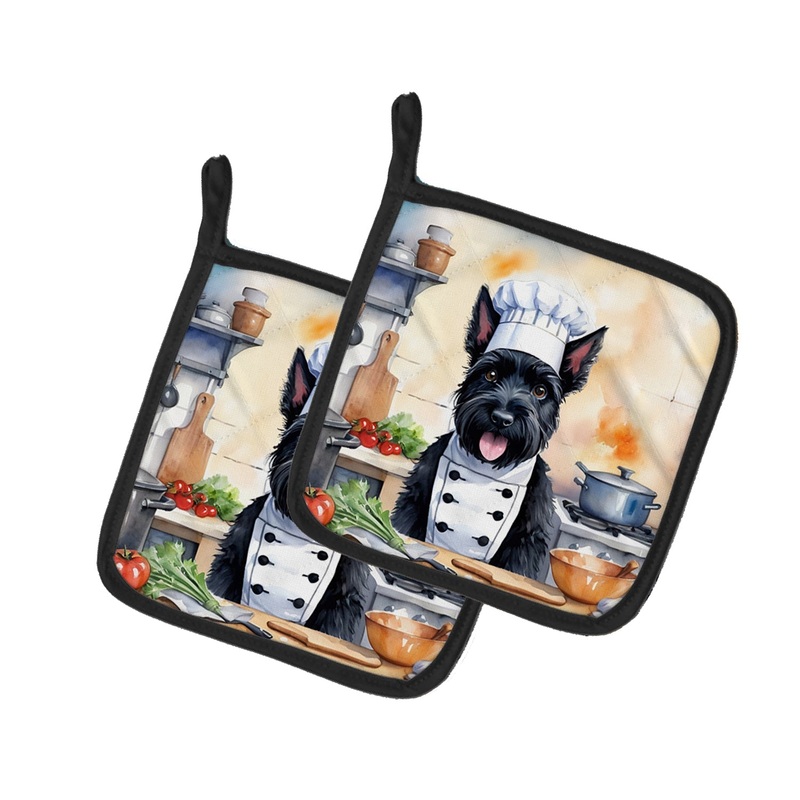 Scottish Terrier The Chef Pot Holders - Set of 2 Decorative Kitchen Helpers | Made in the USA