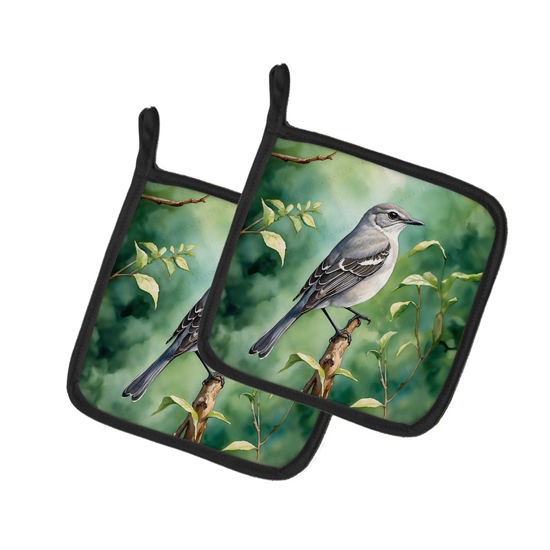 Tennessee Northern Mockingbird Pot Holders - Set of 2 Decorative Kitchen Helpers | Made in the USA