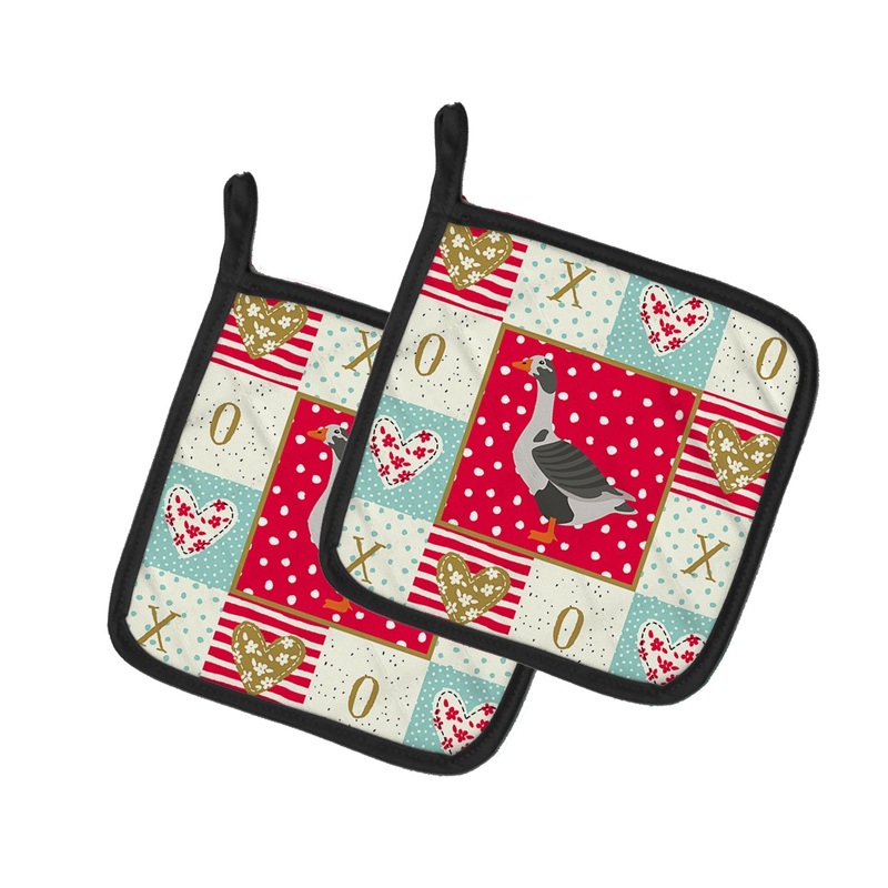 West of England Goose Love Pot Holders - Set of 2 - Heat-Resistant Kitchen Essentials CK5322PTHD