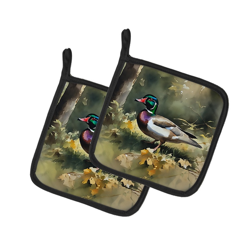 Wood Duck Pot Holders - Set of 2 Decorative Kitchen Helpers | Made in the USA